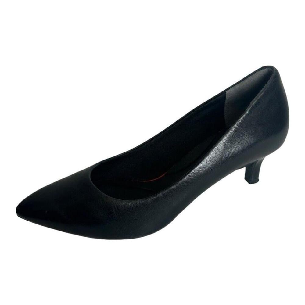 Rockport Total Motion Kalila Pump Black Leather Kitten Heel Pumps V78396 Size 8